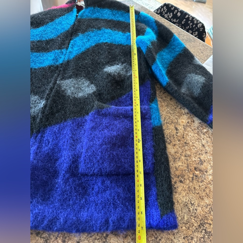 VTG 80’s Rare Mohair Sweater, Warm, Cardigan BRIDGEWEAR, Multicolored Geometric - Picture 11 of 14